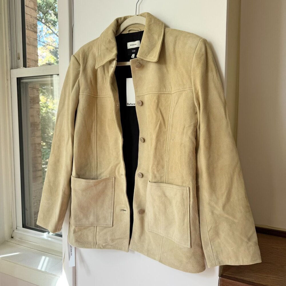 NWT Reformation Veda Lincoln Suede Jacket Tan Small - Picture 5 of 16